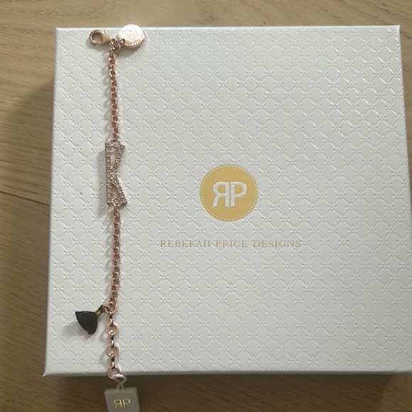NWT - Rebekah Price Swarovski Crystal & Rose Gold Initial K Bracelet - 7.50 in. - Picture 6 of 6